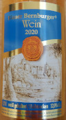 Blauer Bernburger Wein weiß gekeltert Etikett 2020 Halbtrocken